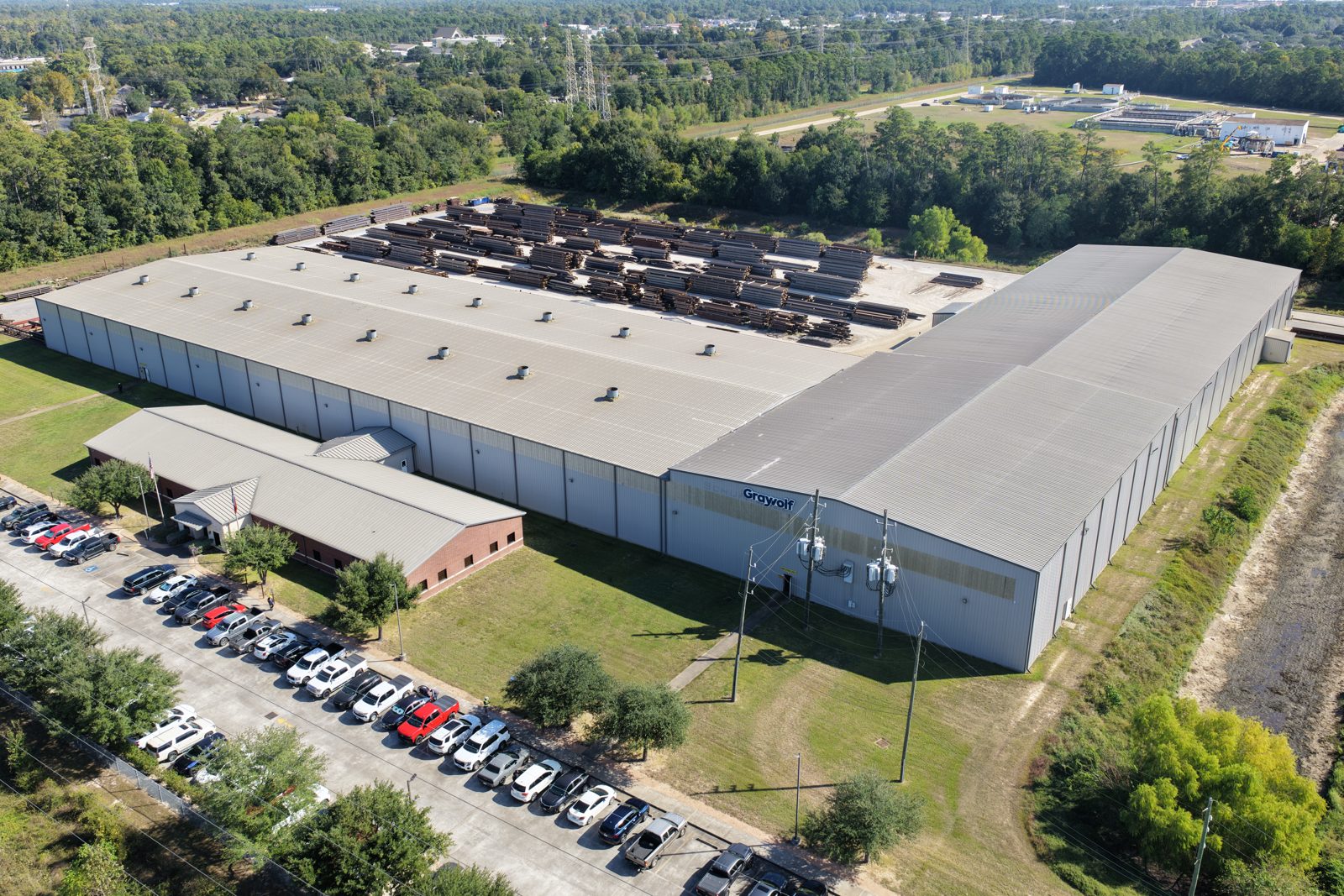 Manufacturing campus from above, Humble