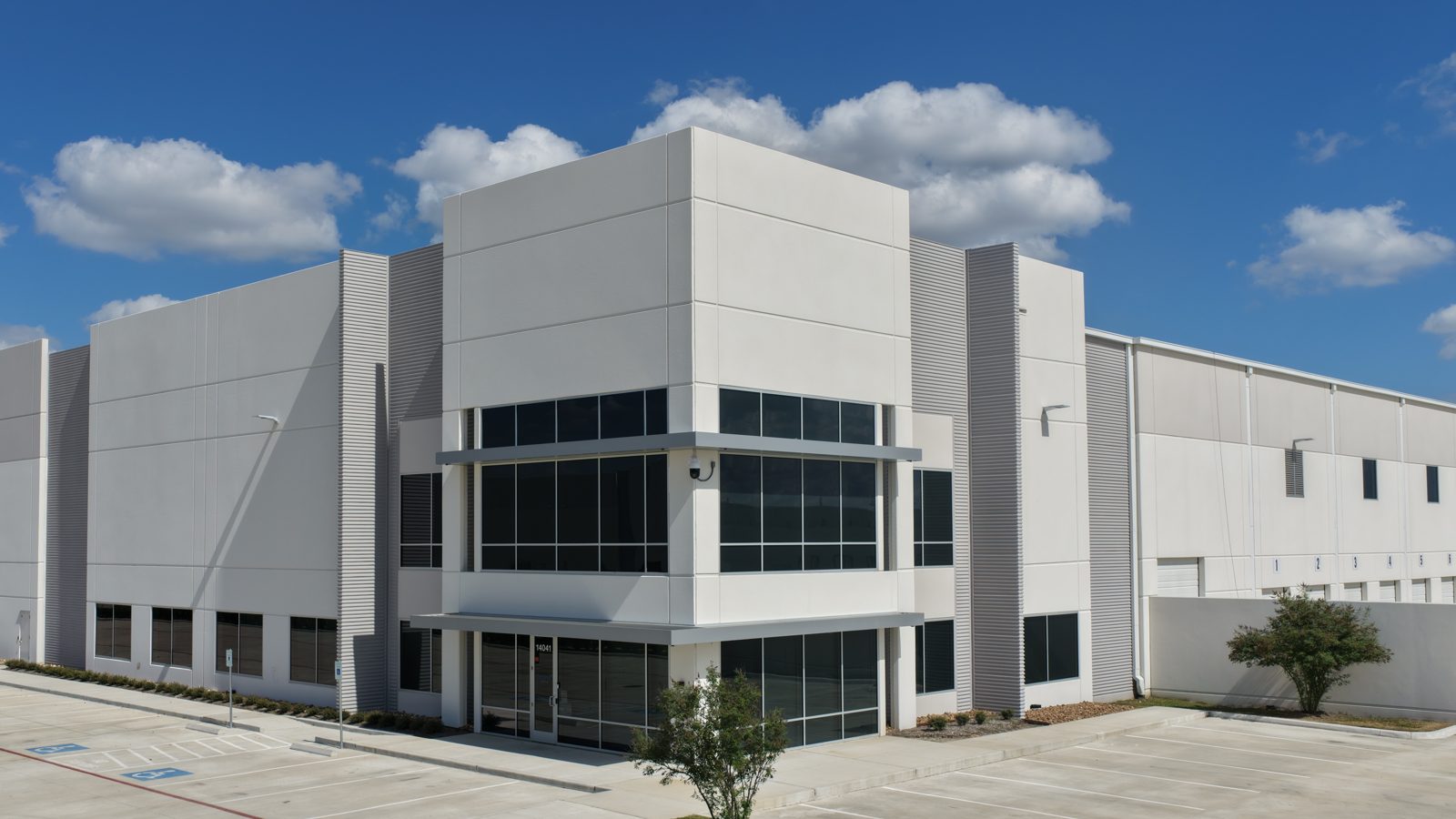 Glass entry tower of a manufacturing facility, Houston